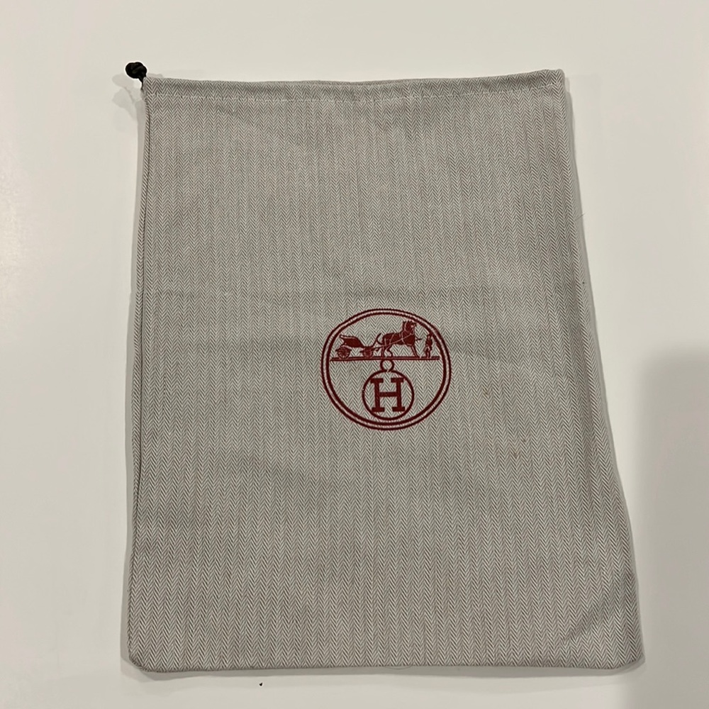 Hermes Gray Travel Bag with Drawstring Closure